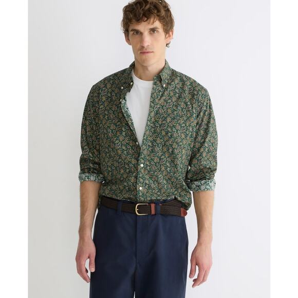 J.CREW Mens Slim Button Down Shirt Small Navy Blue Polka Dots Poplin BJ744 NWT - Picture 2 of 12